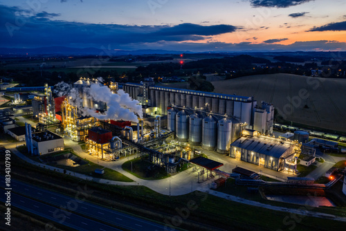 фотографія Aerial drone view of methanol and ethanol factory plant