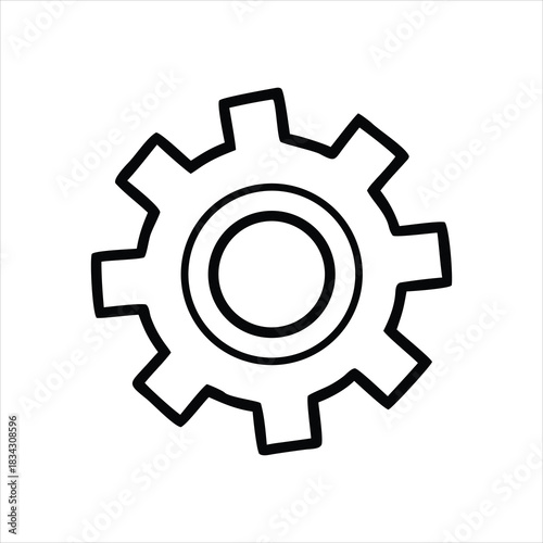 clean settings gear icon, modern outline, precise vector