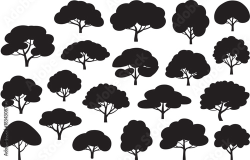Silhouette Tree Vector Graphic Seamless Pattern Background for Nature Design