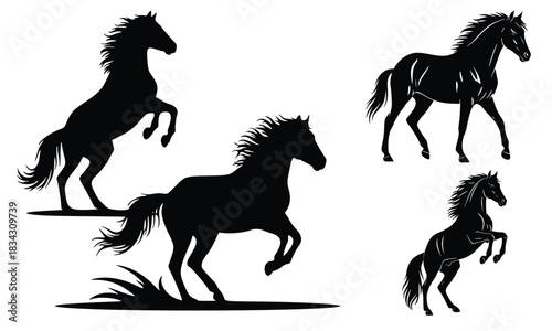 set of horse silhouettes