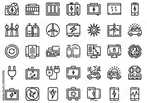 Energy and electricity icon set designed for modern renewable power industry graphics high resolution vector