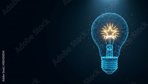 Digital illustration of a glowing lightbulb with a star inside, representing ideas and innovation.