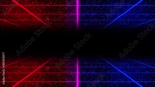 Neon Perspective Grid Zoom In Motion Background | Futuristic Event Visual