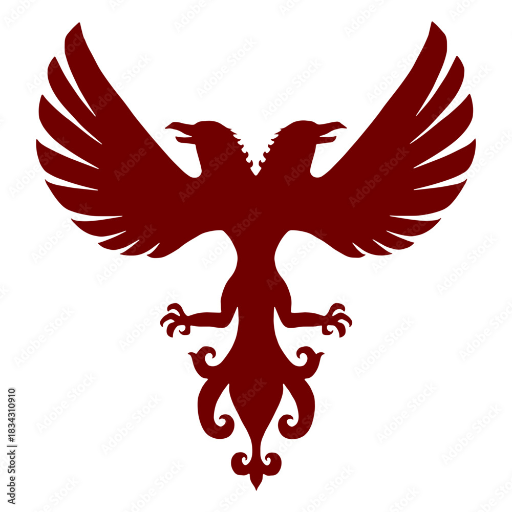 Obraz premium Heraldry emblem eagles silhouette