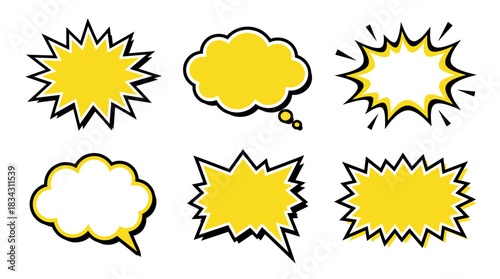 Vibrant comic speech bubbles collection perfect for adding expressive, dynamic text overlays to designs and social media marketing promotions