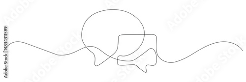 Continuous line drawing of communication bubbles representing connection and dialogue a simple minimalist design promoting discussion and understanding for vector graphics