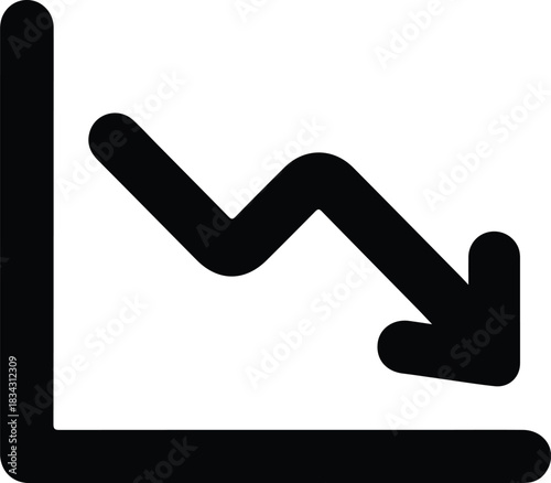 Black downward trending graph arrow icon chart 2