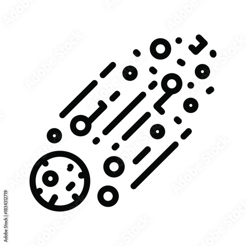 Comet or meteor streaking across space with trailing particles