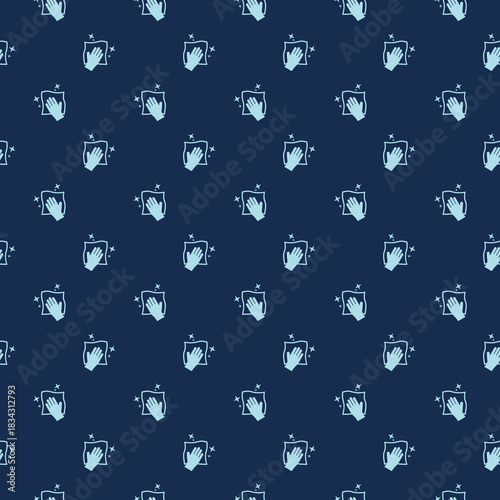 Hand holding a cloth wiping a surface seamless pattern isolated on color background
