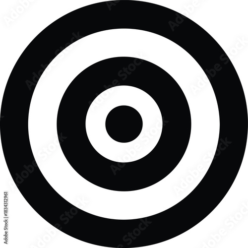 Black and white concentric circles target icon bullseye