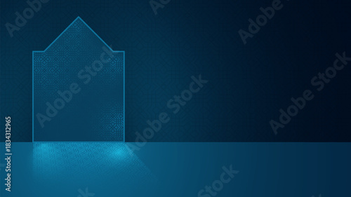 Elegant Islamic background with mosque arch shape and the shadow in light effect. Islamic holiday