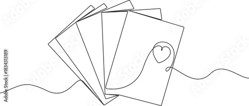 Minimalist One Line Art of a Stack of Playing Cards with Spade,Card Games Line Art vector illustration,Continuous Line Art Cards with Heart