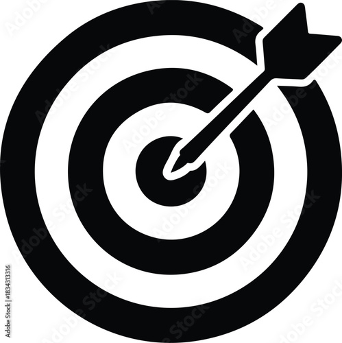 Black and white dartboard with arrow in center target 2