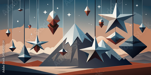 Patriotic illustration of US flag stars and stripes with flags of the world on the wall for an Independence Day celebration banner design