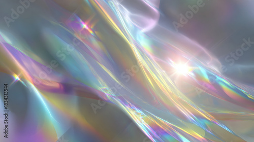Abstract image with iridescent light refracting through a translucent, ethereal substance, creating a spectrum of colors