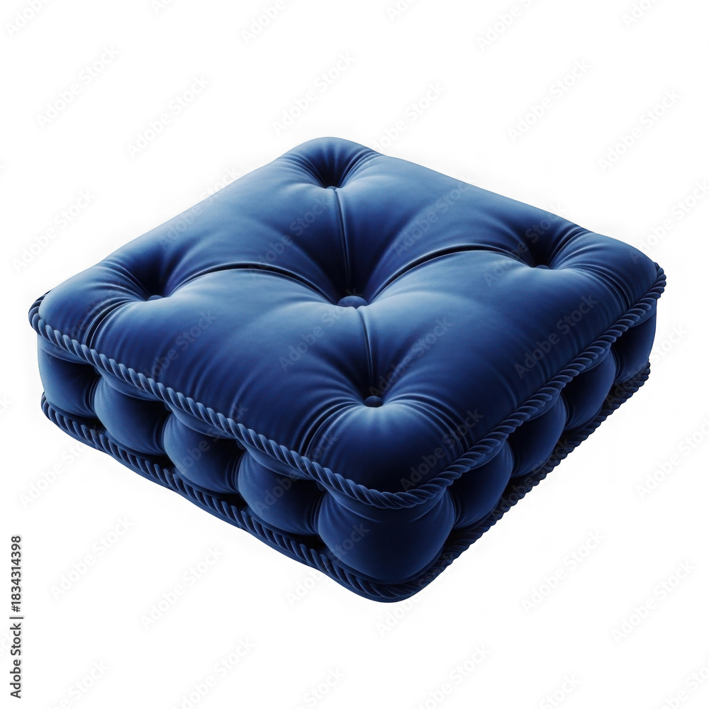 Obraz premium Deep blue tufted square floor cushion with button details