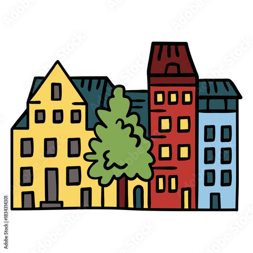 Neighbourhood buildings illustration