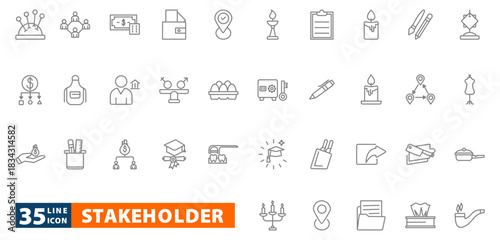 stakeholder outline vector icon set