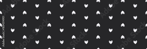 Hand Drawn White Hearts Seamless Pattern on a dark background