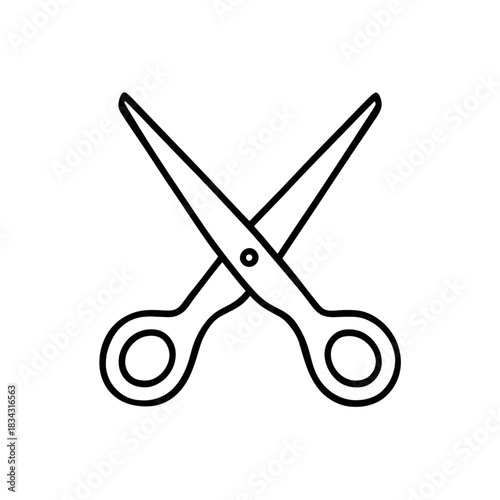 Simple Open Scissors Outline Vector Icon