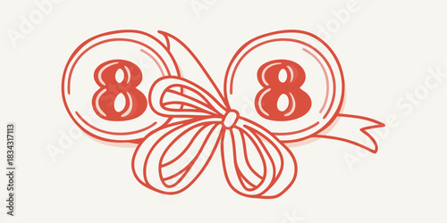 Double eight symbol with ribbon representing prosperity and luck in asian cultures