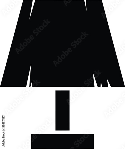 Simple black silhouette of a modern table lamp with a wide shade and rectangular base