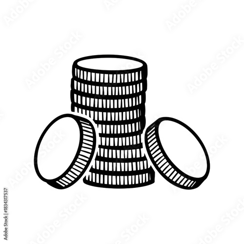 Simple Stack of Coins Money Outline Vector Icon