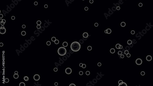 Floating bubbles isolated over a black background with cc ball action background. animation video.	
