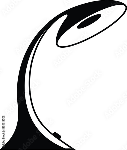 Sleek modern black desk lamp with a curved arm and oval light source