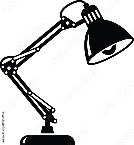 Classic black articulated desk lamp with adjustable arm and dome shade