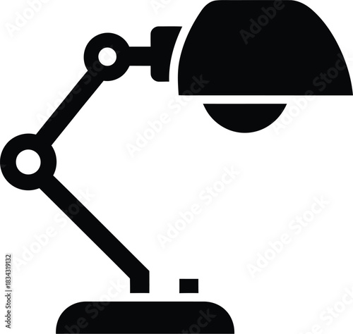 Modern black silhouette of an adjustable desk lamp with a flexible arm and dome shade