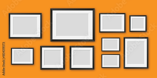 Realistic Photo Frame Mockup Set for Wall, Desk, and Gallery Display – Digital PSD & AI Templates for Artwork, Posters, and Photography Presentation”