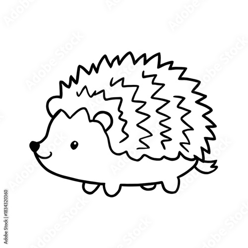 Cute Smiling Hedgehog Line Art: Small Animal Vector