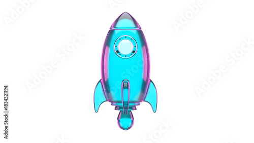 glossy cyan-and-magenta rocket ship — ideal for product launches, startups, deploys, launch buttons, onboarding progress, growth initiatives, or “takeoff” metaphors.

