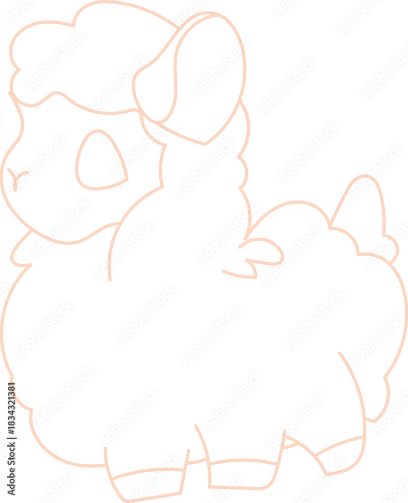Fototapeta premium Cute alpaca lineart