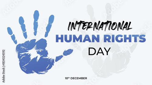 International Human Rights Day Blue Handprint Background with Typography