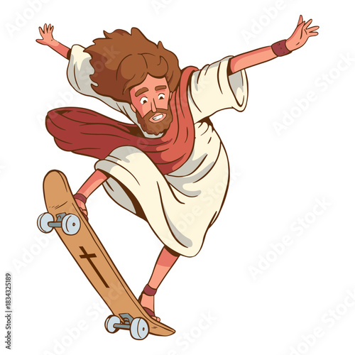 Skating jesus illustration