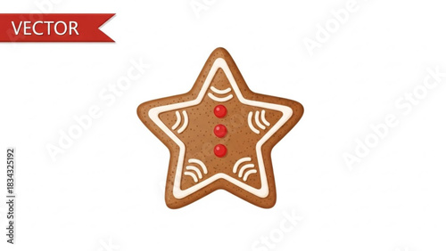 Gingerbread star cookie christmas holiday baking dessert food sweet treat festive season vector graphic design