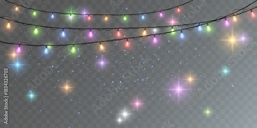 Hanging multi colored string lights