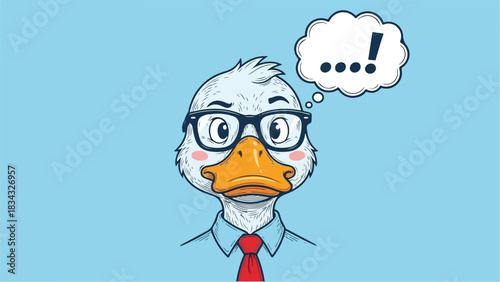 Duck wearing glasses thinking about something important.