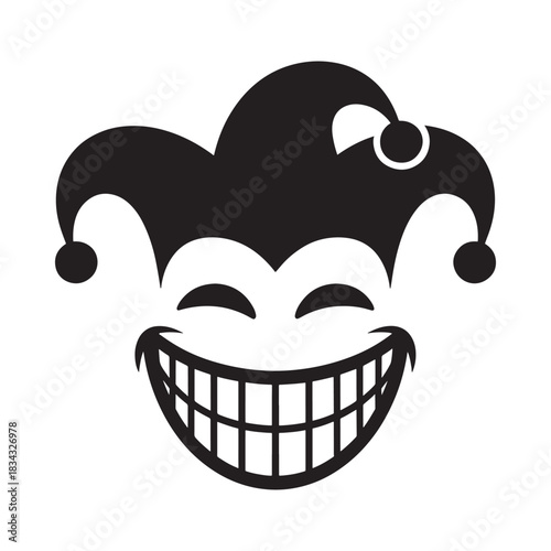 Jester s grinning face with jester hat