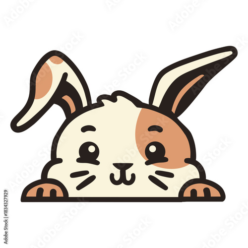 Peekaboo cute bunny flat