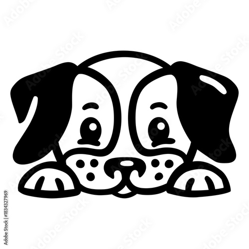 Peekaboo cute dog stroke