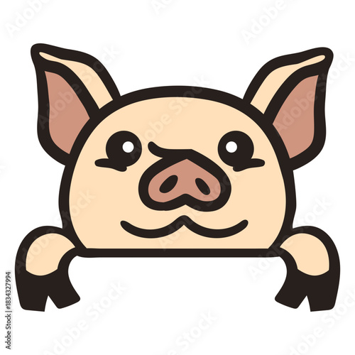 Peekaboo cute piglet flat