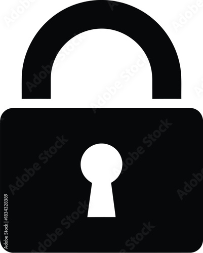 Simple black padlock icon representing security and protection