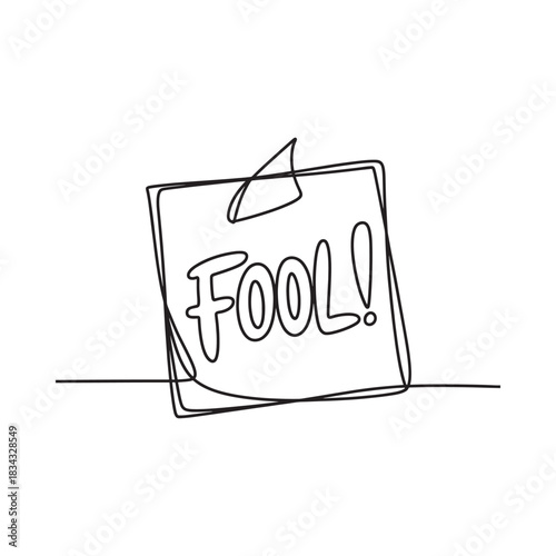 Hand drawn sticky note with the word fool written on it