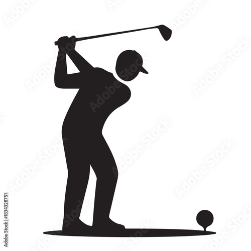 Silhouette of golfer swinging club