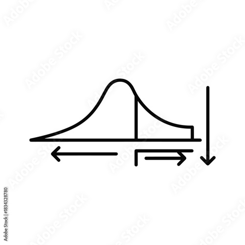 Bell curve statistical graph line icon for data analysis concept