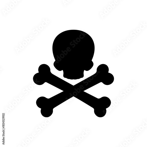 Skull and cross bones silhouette vector flat illustration design.