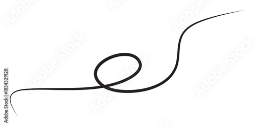 A single flowing black calligraphic line forming an elegant loop with a tapered graceful curve.